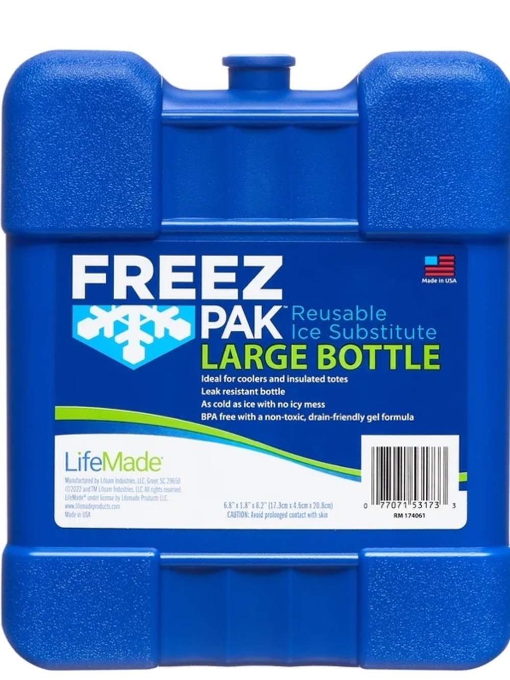 Freez Pak Large Reusable Ice Pack with Hard Shell, 2.4lbs Blue.